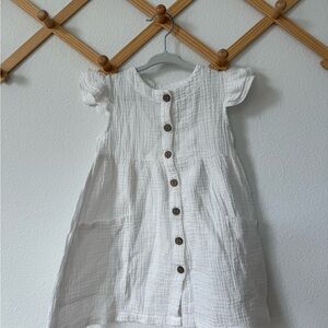 White Button-Down Kids Dress
